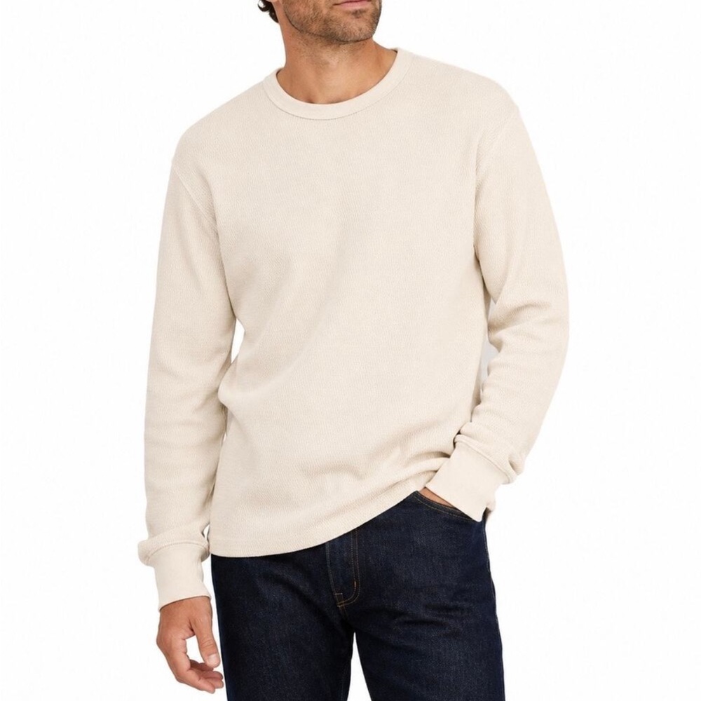 Vince waffle knit shirt crewneck ivory cream sweater large